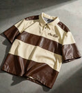 Crème and brown polo shirt